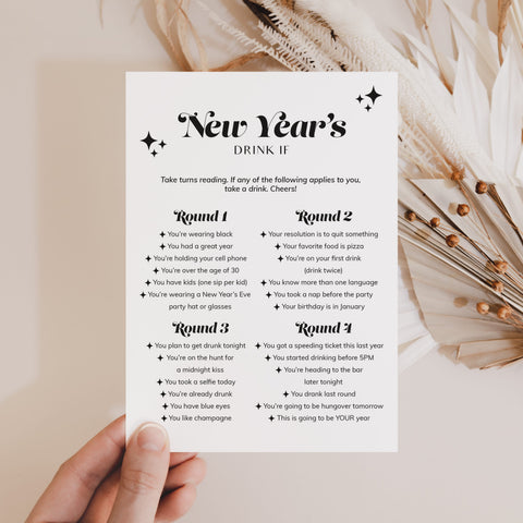 New Year's Party Drinking Game Printable | Drink If | Instant Download ...
