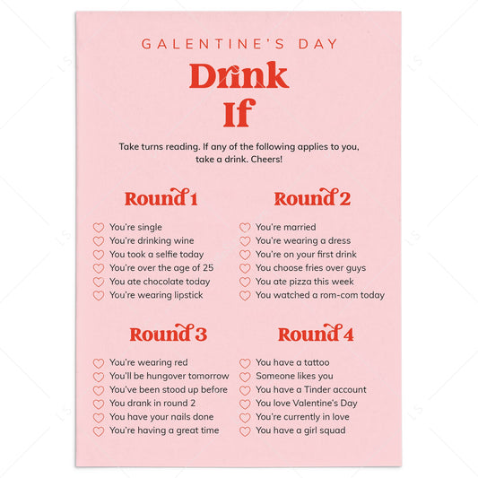 Galentines Game Drink If Printable Pink and Red by LittleSizzle
