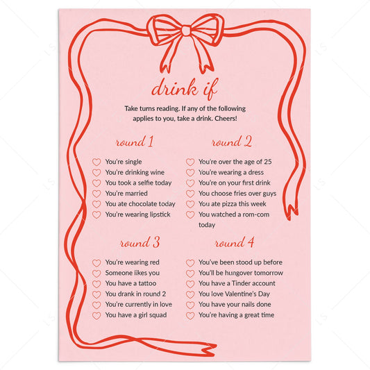 Drink If Game for Galentine's Day Printable by LittleSizzle