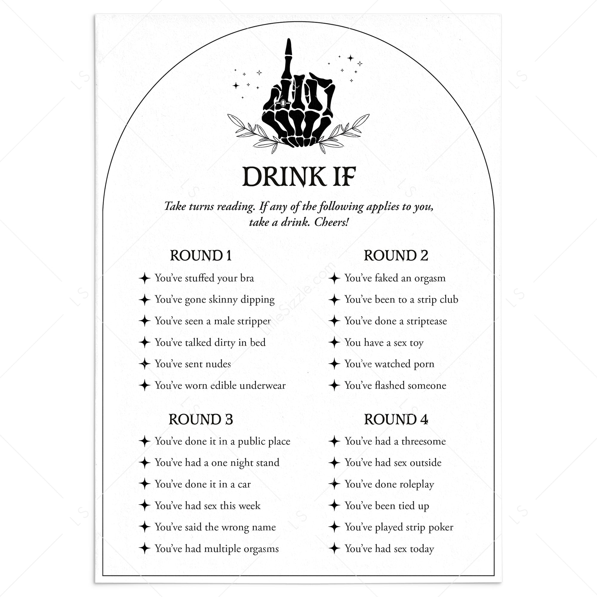 Bachelorette Party Drinking Game Card Printable Bride or Die by LittleSizzle