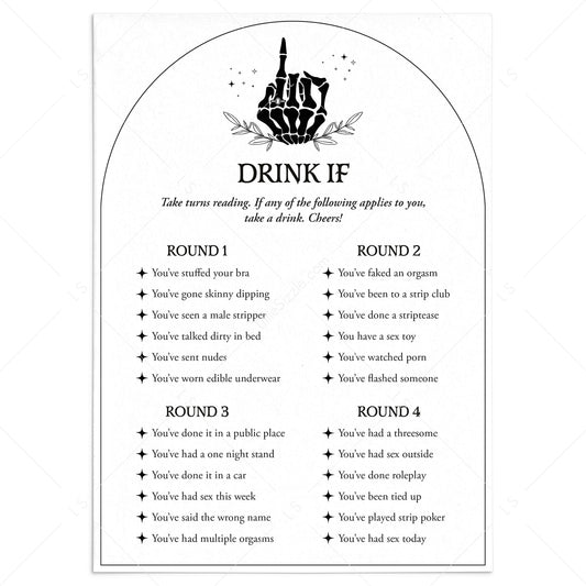 Bachelorette Party Drinking Game Card Printable Bride or Die by LittleSizzle