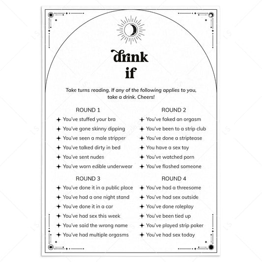 Drink If Bachelorette Weekend Game Boho Celestial by LittleSizzle