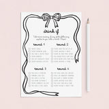 Girls Night Drink If Printable Game Coquette Theme by LittleSizzle