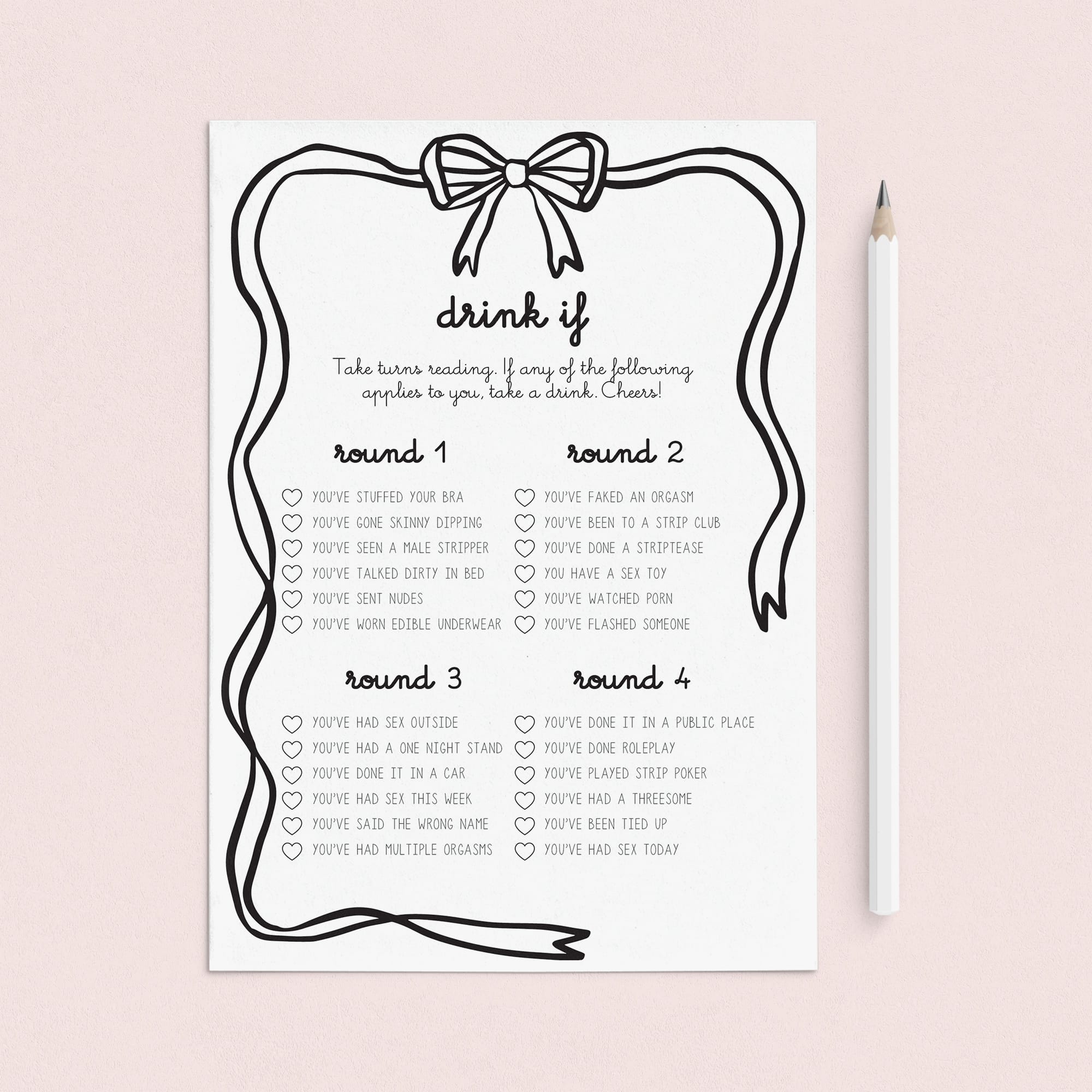 Printable Bachelorette Drinking Game Questions by LittleSizzle