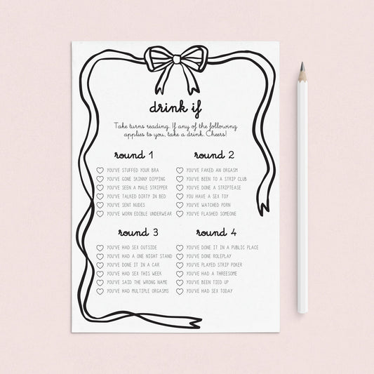 Printable Bachelorette Drinking Game Questions by LittleSizzle
