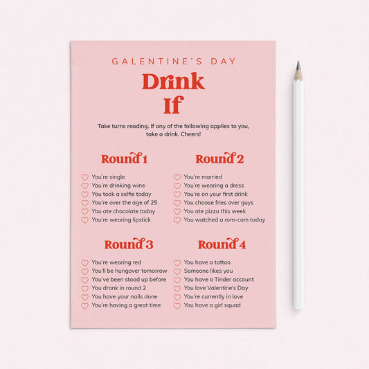 Galentines Game Drink If Printable Pink and Red by LittleSizzle
