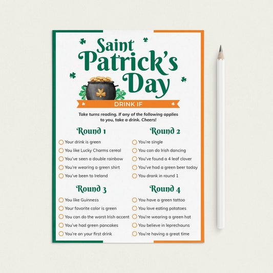 Adults St Patricks Day Game Drink If Printable by LittleSizzle