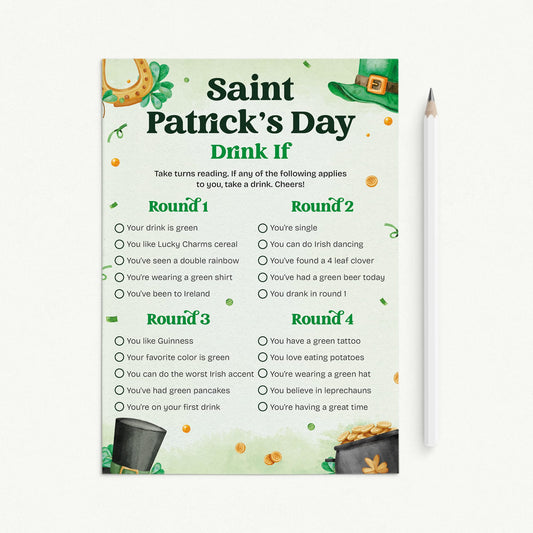 St Patricks Day Drink If Game Printable by LittleSizzle