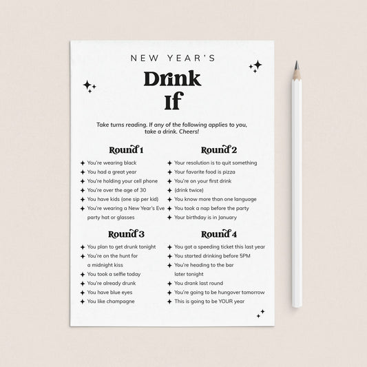 New Year's Party Drinking Game Printable by LittleSizzle