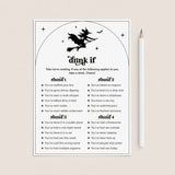 Let's Go Witches Bachelorette Party Drink If Game Card Printable by LittleSizzle