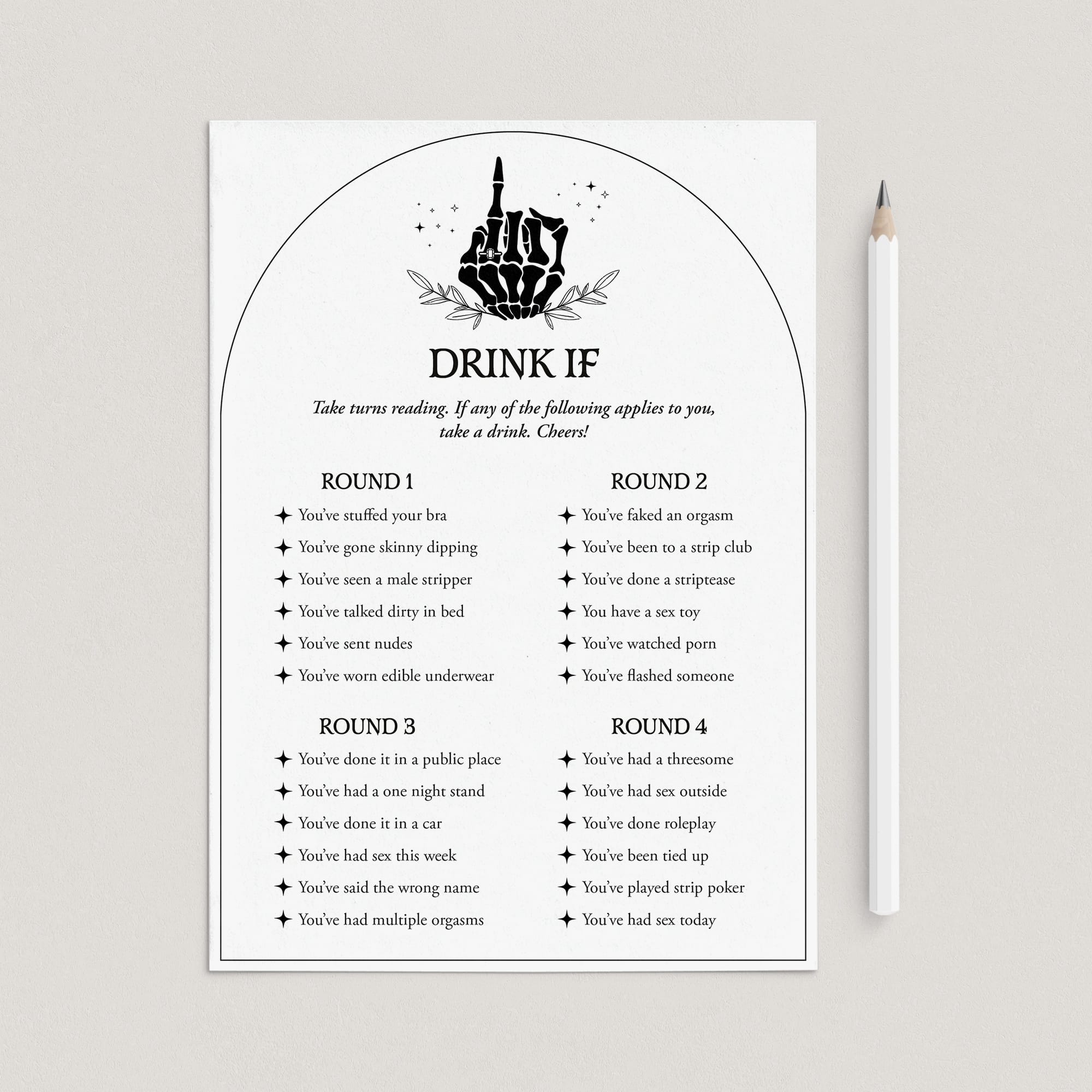 Bachelorette Party Drinking Game Card Printable Bride or Die by LittleSizzle