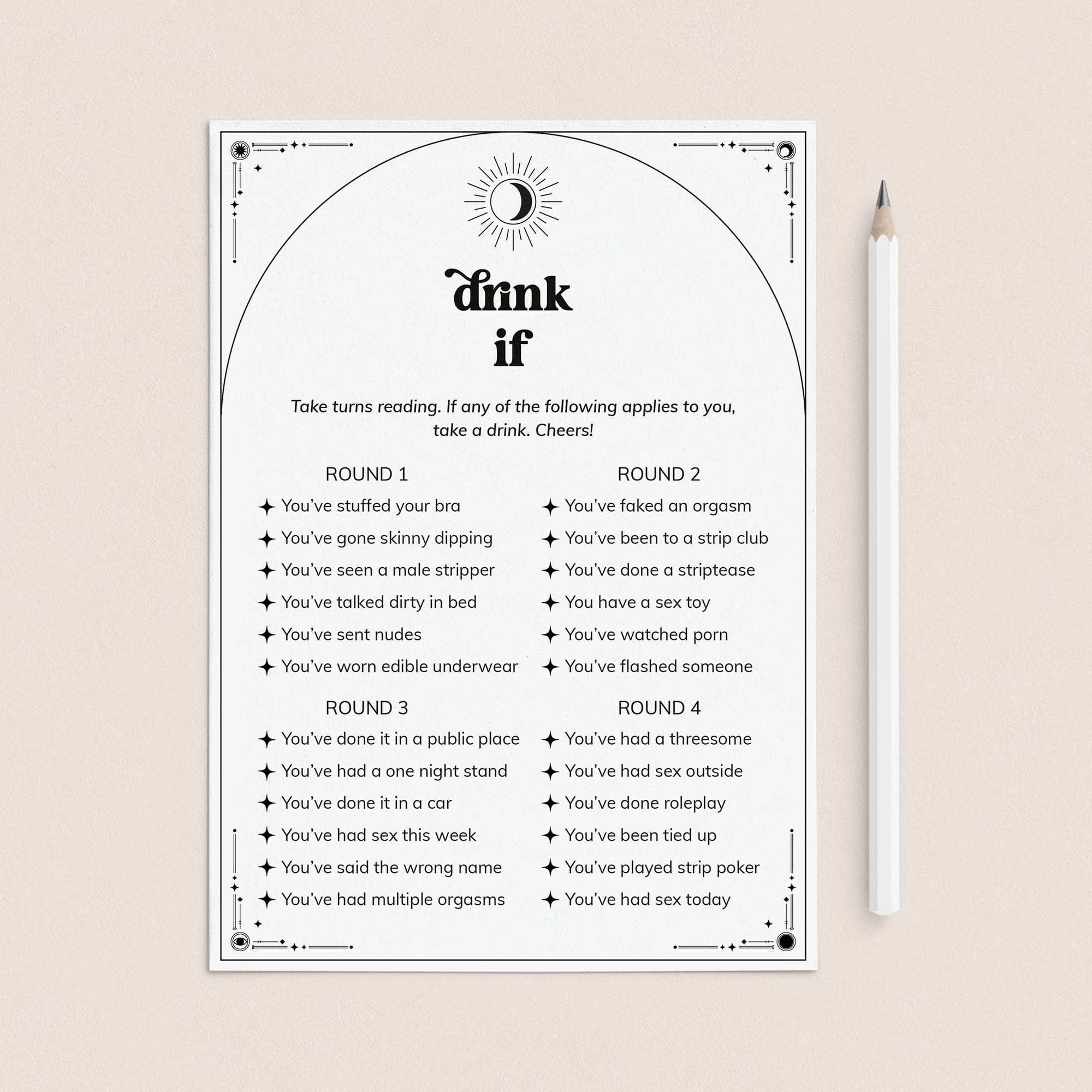 Drink If Bachelorette Weekend Game Boho Celestial by LittleSizzle