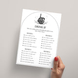 Bachelorette Party Drinking Game Card Printable Bride or Die