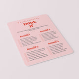 Bachelorette Party Drink If Printable Game Pink and Red