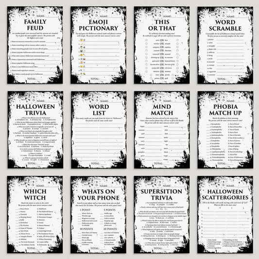 Eerie Grunge Halloween Party Games Bundle | 12 Printable Games by LittleSizzle