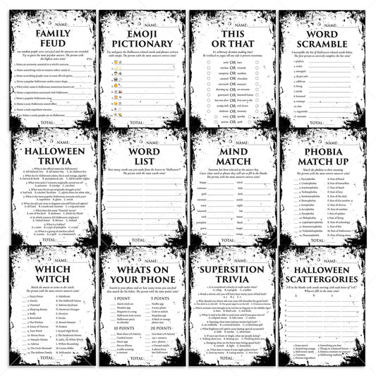 Eerie Grunge Halloween Party Games Bundle | 12 Printable Games by LittleSizzle