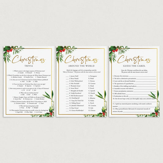 Christmas Dinner Party Trivia Games Printable by LittleSizzle