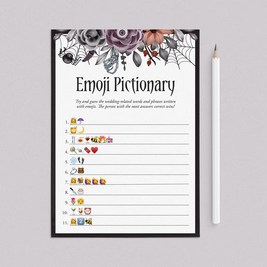 Gothic Bridal Shower Game Emoji Pictionary with Answers Printable by LittleSizzle