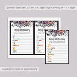 Gothic Bridal Shower Game Emoji Pictionary with Answers Printable