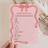 Dirty Emoji Pictionary Game Pink Bow Wavy Border