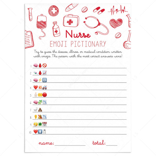 Nurse Emoji Game with Answers Printable by LittleSizzle