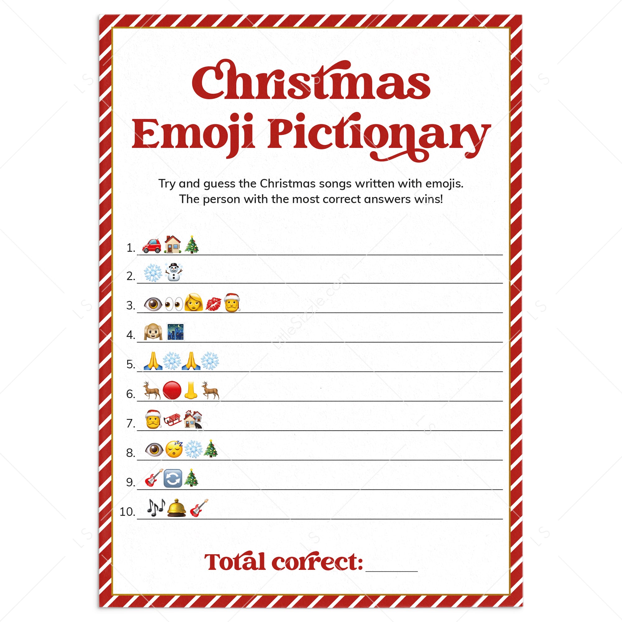 Christmas Emoji Quiz With Answers Printable by LittleSizzle