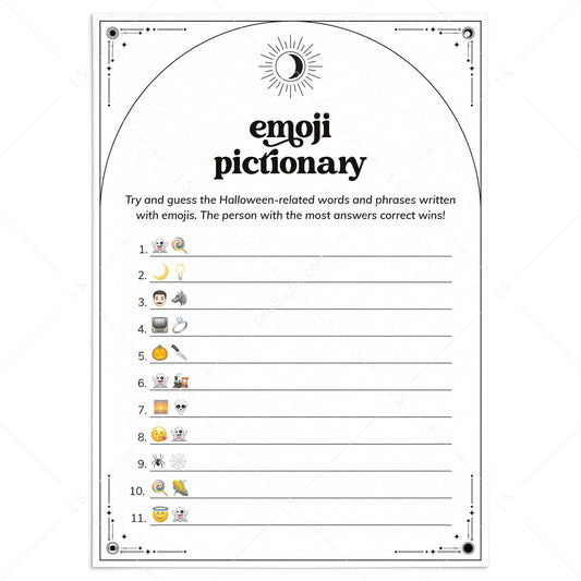 Emoji Pictionary Game for Halloween Party | Celestial Theme by LittleSizzle