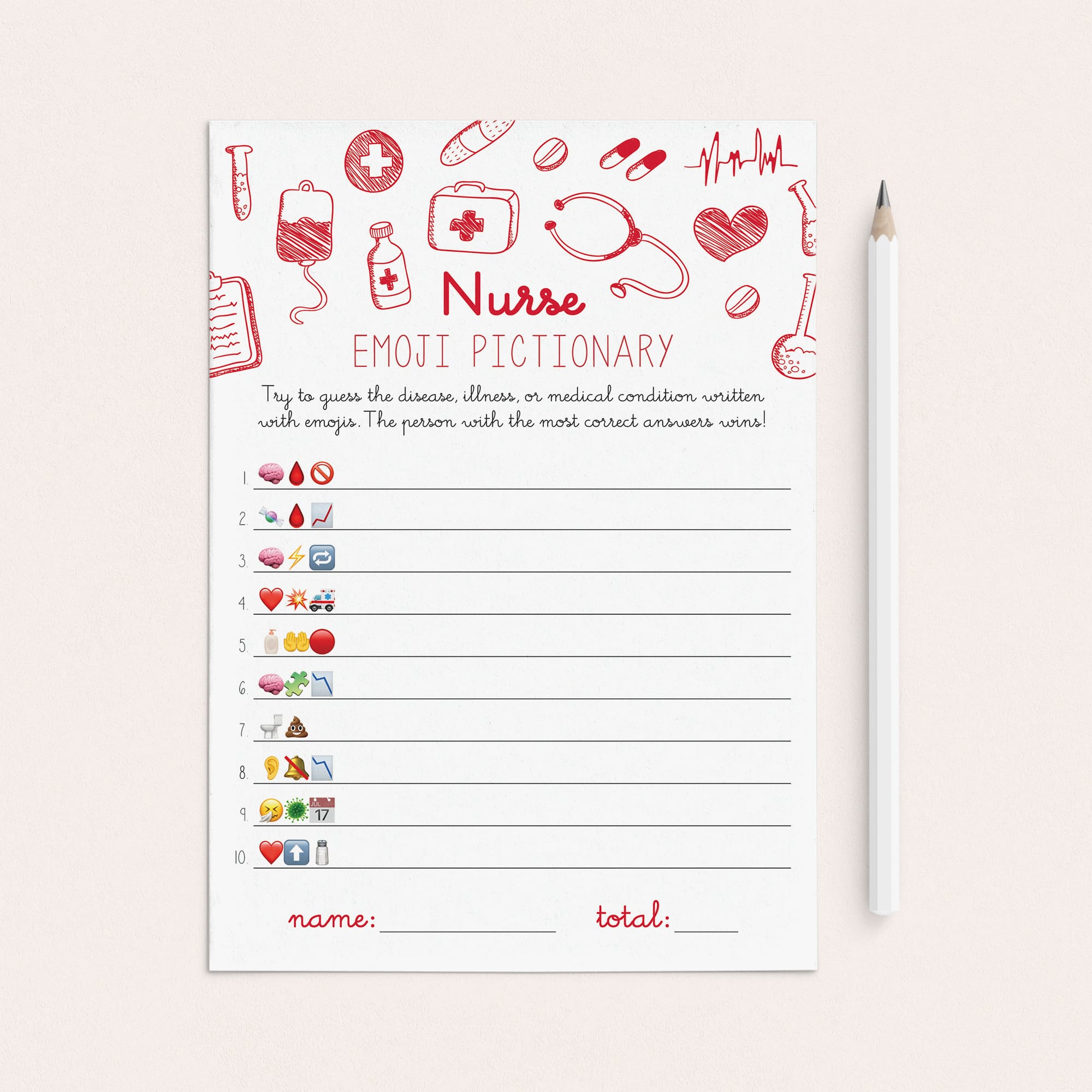 Nurse Emoji Game with Answers Printable by LittleSizzle