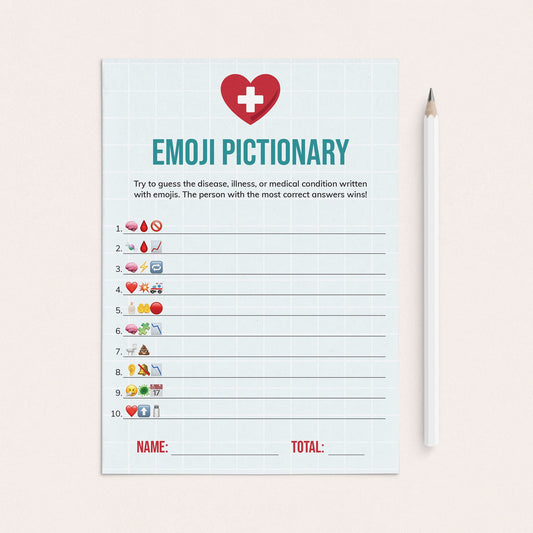 Nurse Emoji Pictionary Game Printable Nurses Party Game by LittleSizzle
