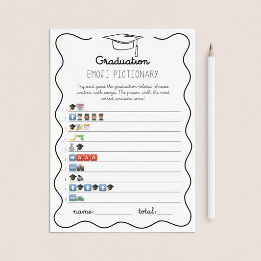 Graduation Emojis Game with Answers Printable Wavy Border by LittleSizzle