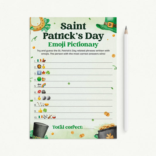 St. Patrick's Day Emoji Pictionary Printable Game by LittleSizzle