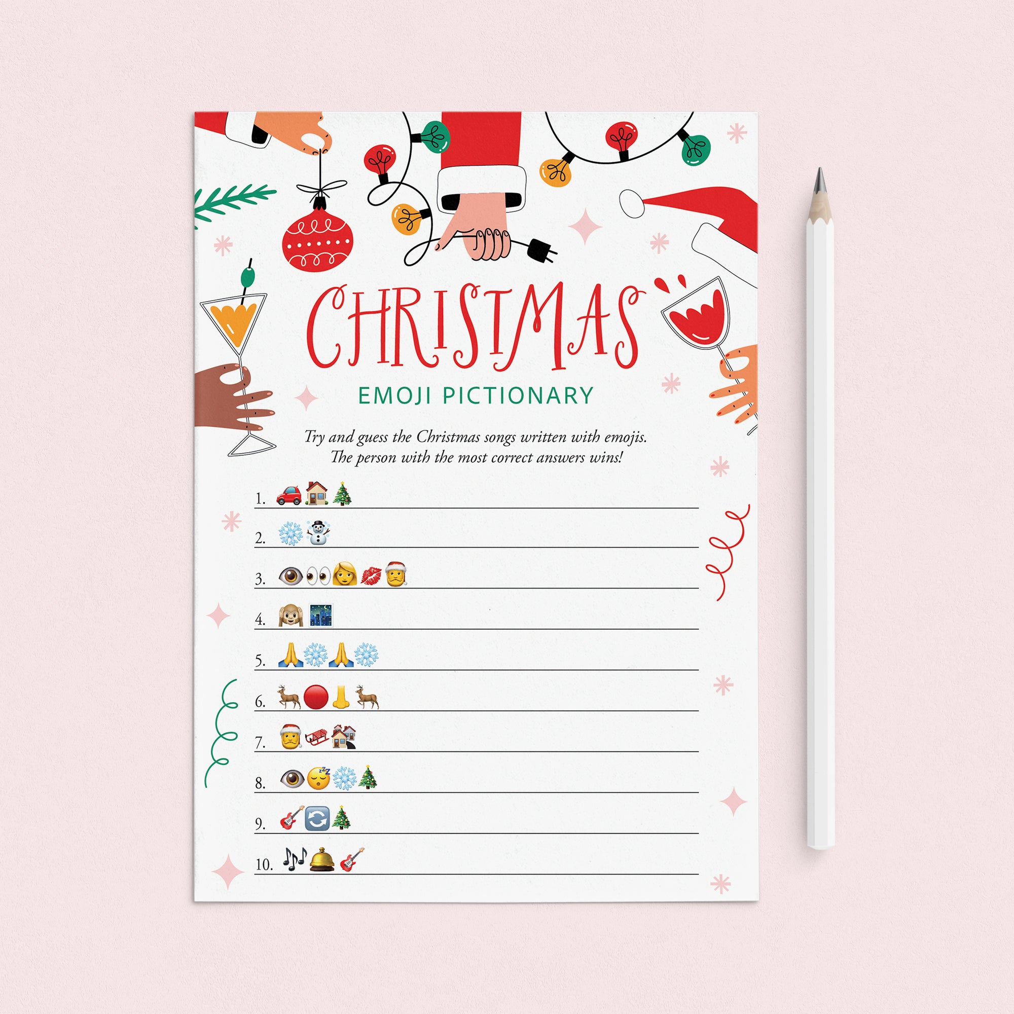 Let's Get Lit Christmas Party Emoji Game with Answers Printable by LittleSizzle