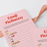 Pink and Red Bridal Emoji Pictionary Game Answers Included