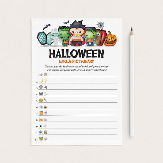 Halloween Emoji Pictionary with Answer Key Printable by LittleSizzle