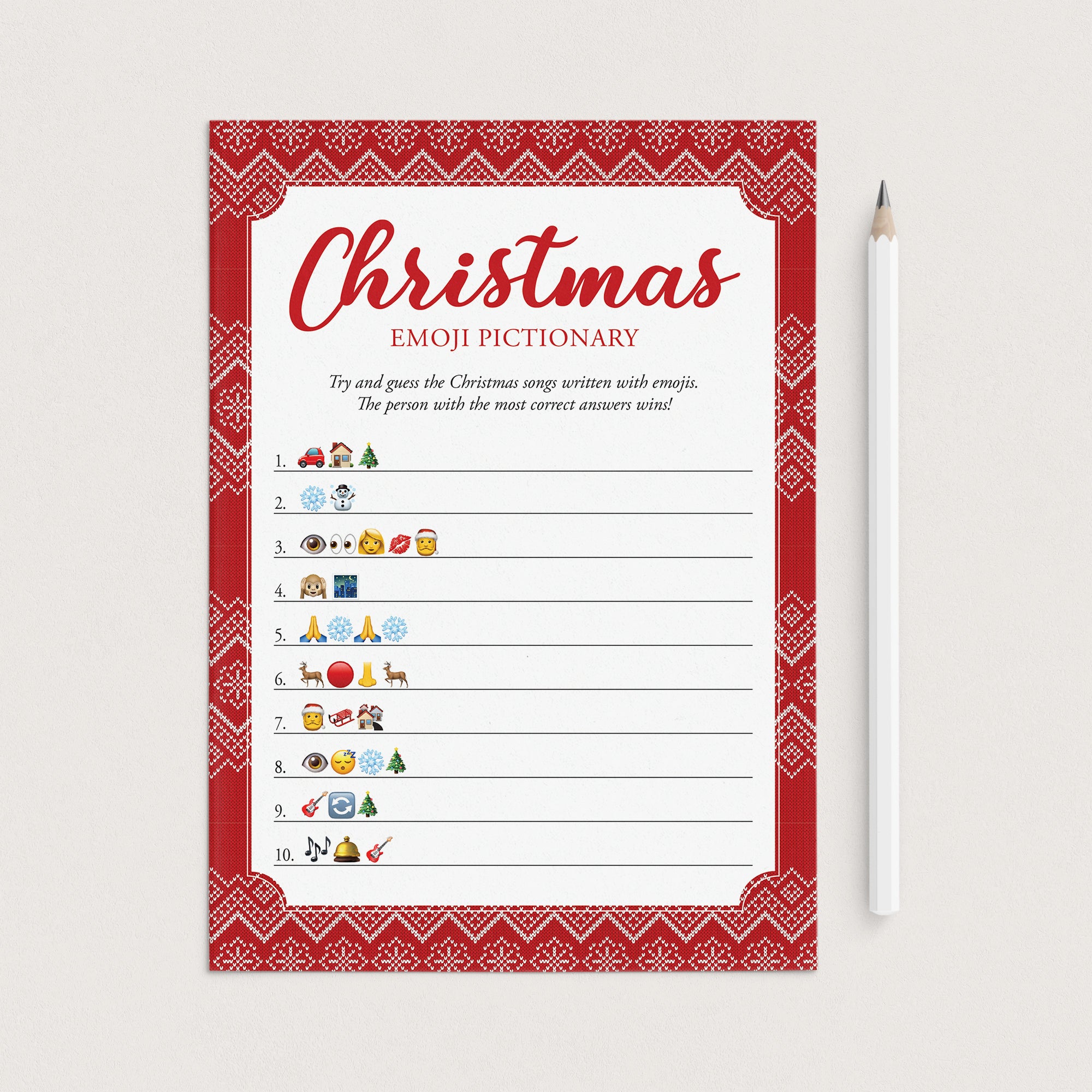 Christmas Emojis Game with Answer Key Printable by LittleSizzle