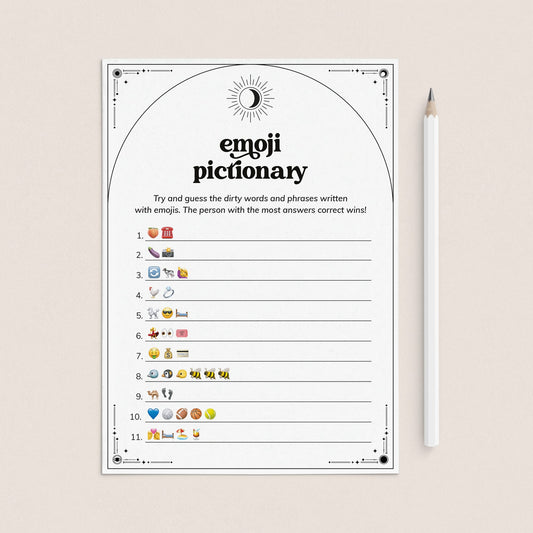 Dirty Emoji Pictionary Game With Answers | To The Moon and Bach by LittleSizzle