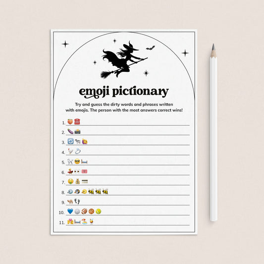 Wicked Witch Bachelorette Emoji Pictionary Game with Answers Printable by LittleSizzle