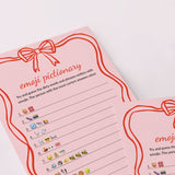 Dirty Emoji Pictionary Game Pink Bow Wavy Border