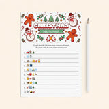 Printable Christmas Emoji Pictionary Game Card with Answers by LittleSizzle