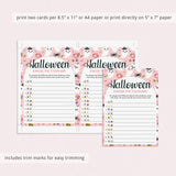 Non Scary Girly Halloween Emojis Game with Answers Printable