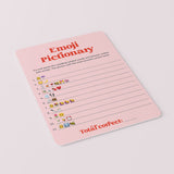Pink and Red Bridal Emoji Pictionary Game Answers Included