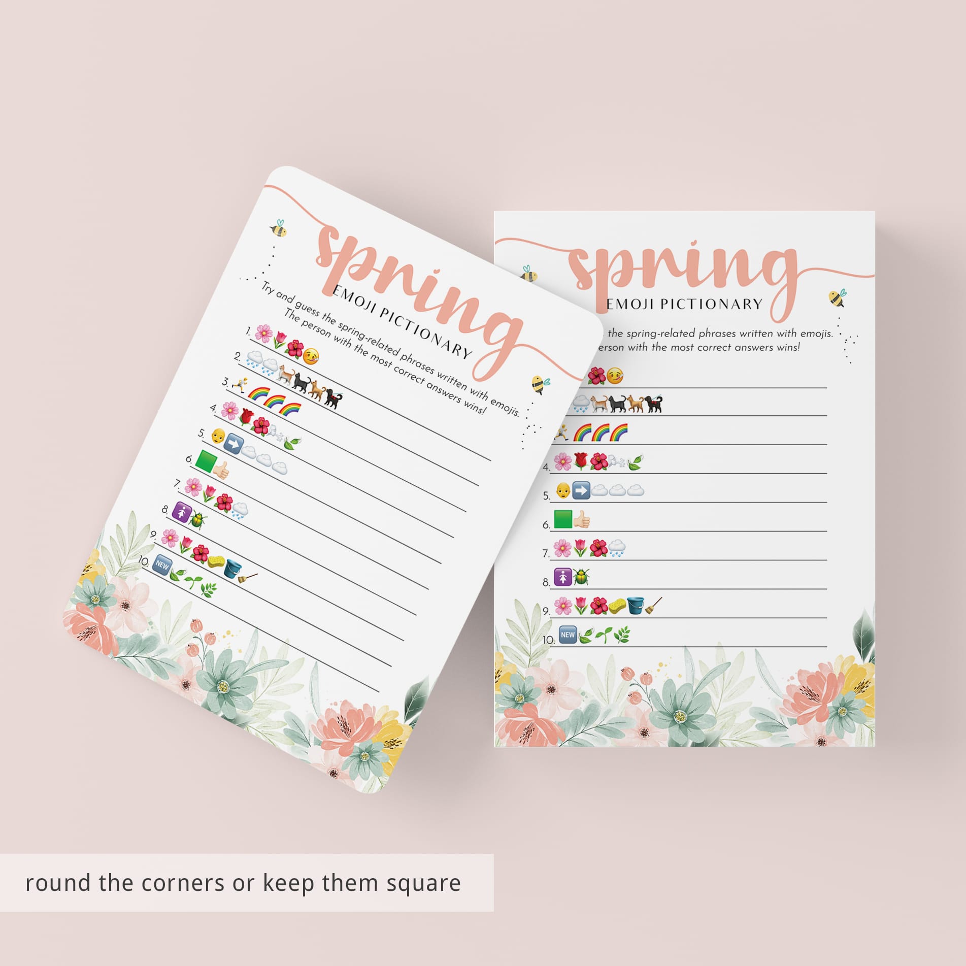 Spring Emoji Pictionary with Answers Printable | Instant Download ...