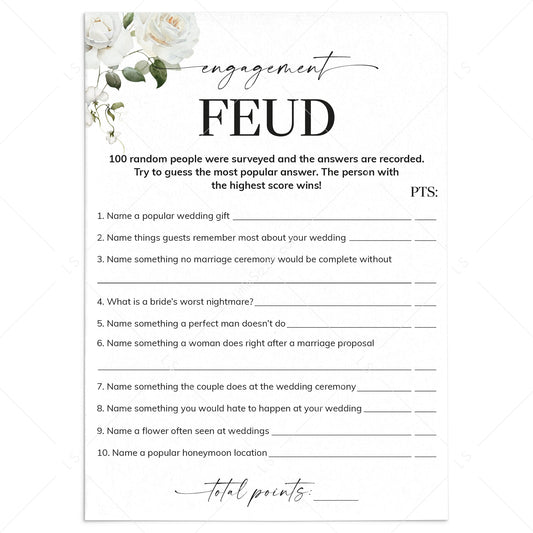 Family Feud Engagement Questions and Answers Printable by LittleSizzle