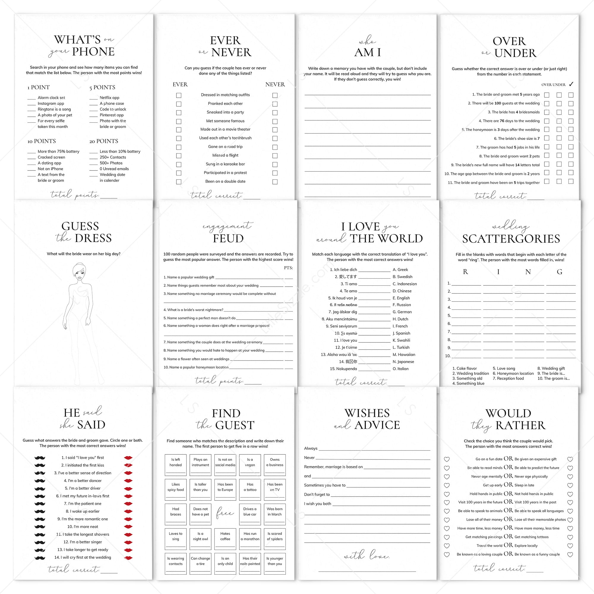 Engagement Party Games Bundle Printable Best Engagement Activities LittleSizzle engagement-party-games-bundle-printable-best-engagement-activities-littlesizzle