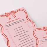 Coquette Galentine's Games with Pink and Red Bow Printable