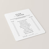 Ever or Never Couple Game for Anniversary Party Printable
