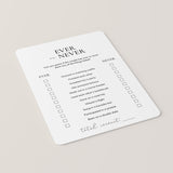 Couples Shower Ever or Never Game Printable