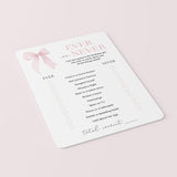Adult Birthday Party Ever or Never Game with Pink Bow