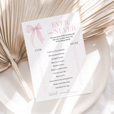 Teen Girl Birthday Party Game Ever or Never Printable
