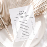 Ever or Never Couple Game for Anniversary Party Printable